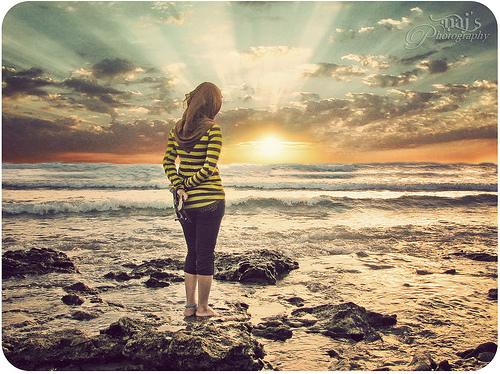 girl,ocean,sunset